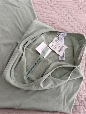 Zara limitless contour collection Sleeveless soft  Green Ribbed fittedTank Dress